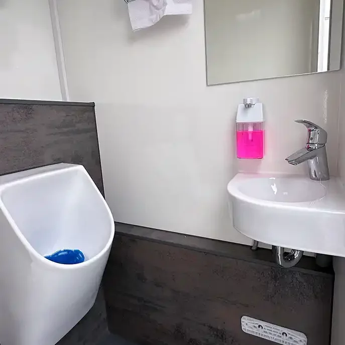 WC Box Mini Innenansicht (ein Urinal und Handwaschbecken)